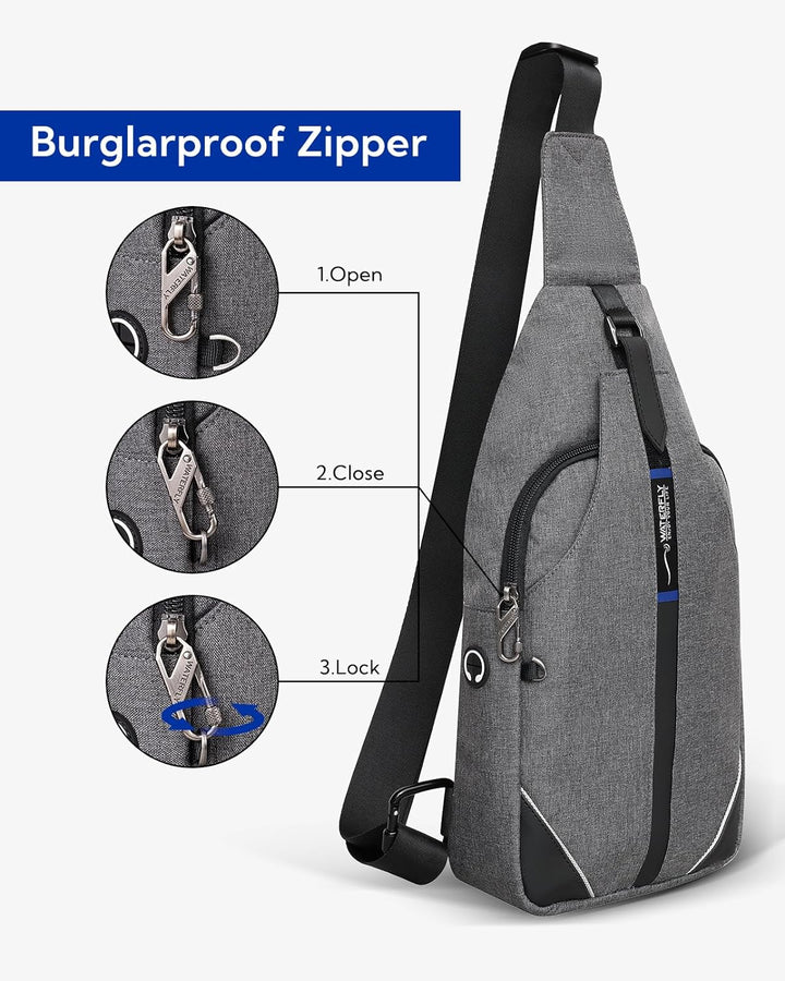 WATERFLY Anti-Diebstahl Sling Bag für Damen und Herren Brusttasche Hippie Crossbody Bag Multipurpose