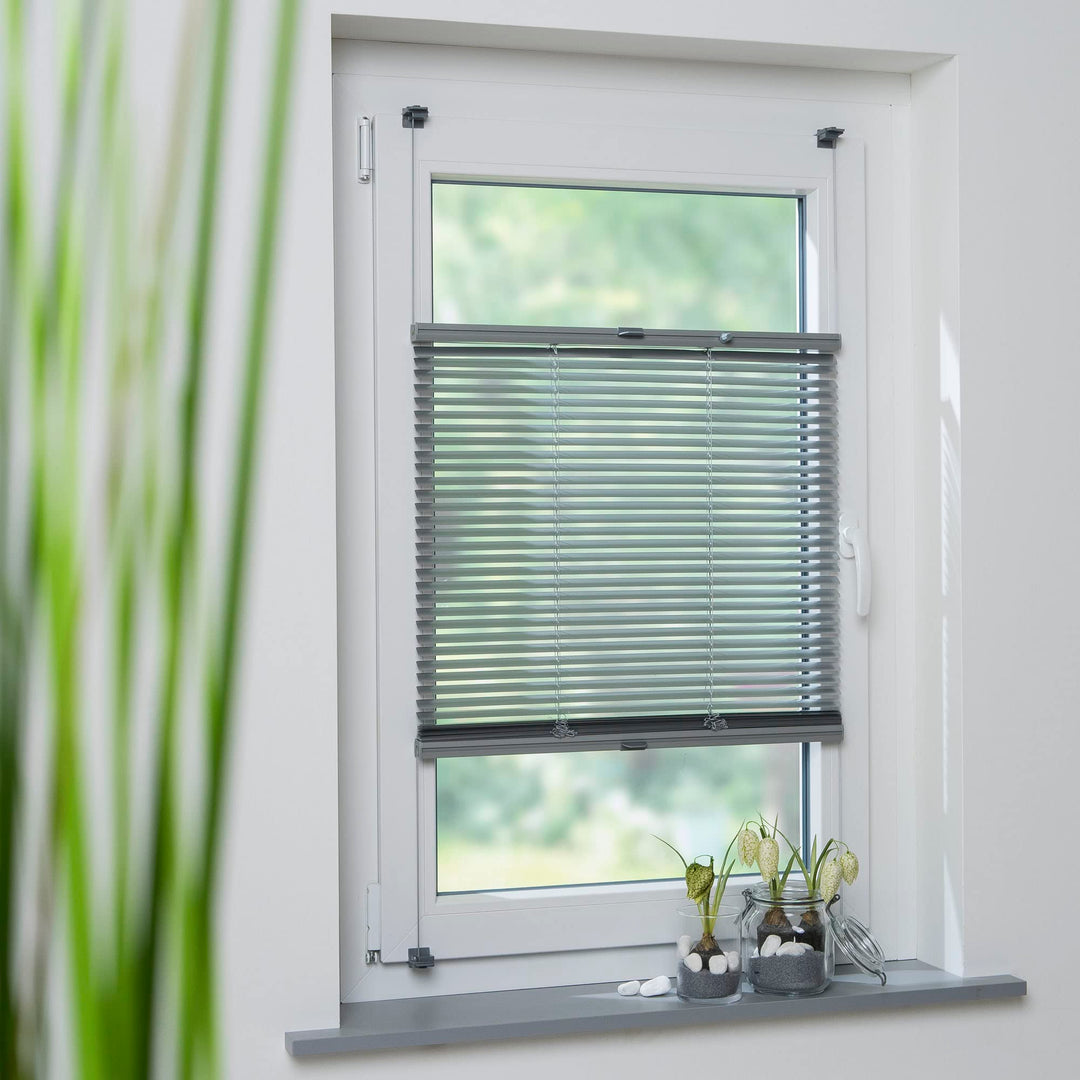 Liedeco Klemmfix-Jalousie, Aluminiumjalousie | Montage ohne Bohren | B 50 cm x H 130 cm | Silber B50