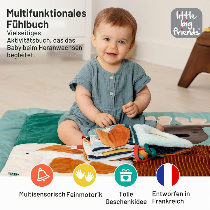 Little Big Friends Soft Activity Book 2 in 1 | Stoff Fühlbuch &amp; Quiet Book Baby | Kontrastbuch mit B
