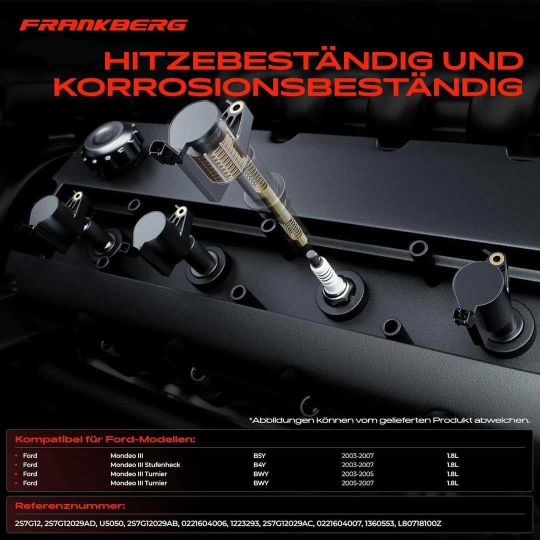 Frankberg 4x Zündspule Zündmodul Kompatibel mit Mondeo III B5Y 1.8Sci 2003-2007 Mondeo III Stufenhec