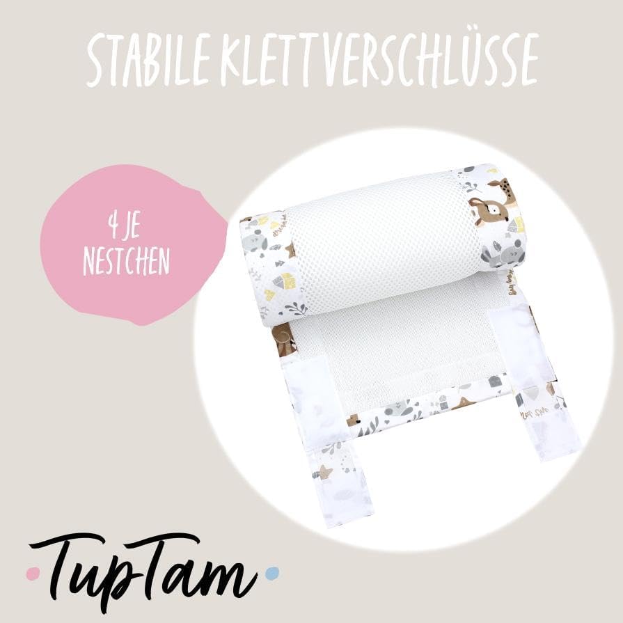 TupTam Gitterstäbe Schutz Netz Babybett Nestchen 3D Mesh 2 Pack, Farbe: Extra Dickes 8mm Netz/Wilde