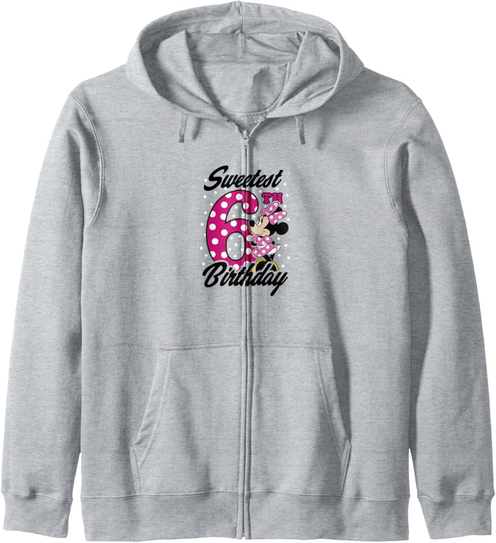 Disney Minnie Mouse Pink Polka Dot Sweetest 6th Birthday Kapuzenjacke