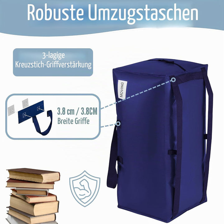 VENO 6-er Pack extra grosse Umzugstaschen mit Rucksackgurten, Umzugshelfer, Starke Griffe und Reissv