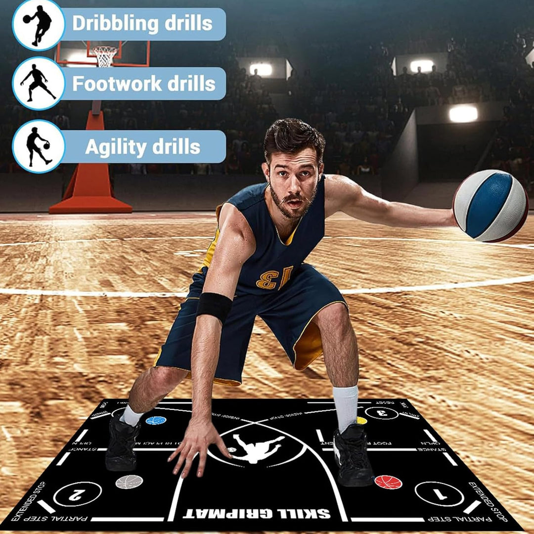 Basketball Trainingsmatte - 120 X 86 Cm Rutschfeste Gummibasketballpads Für Training, Dribbelkontrol