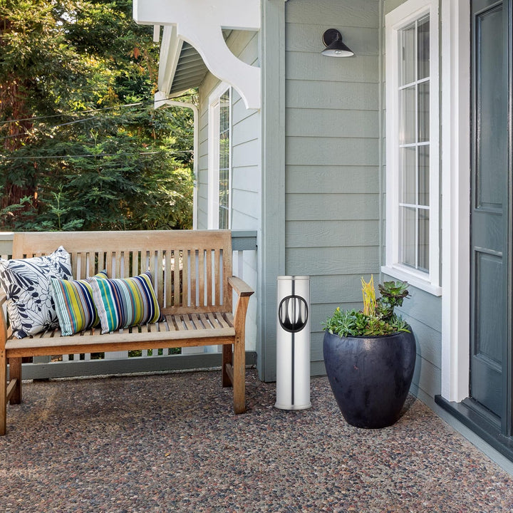 Relaxdays Standaschenbecher aus Edelstahl extra hoch 52,5 cm Stehaschenbecher zur Aussen Nutzung gee