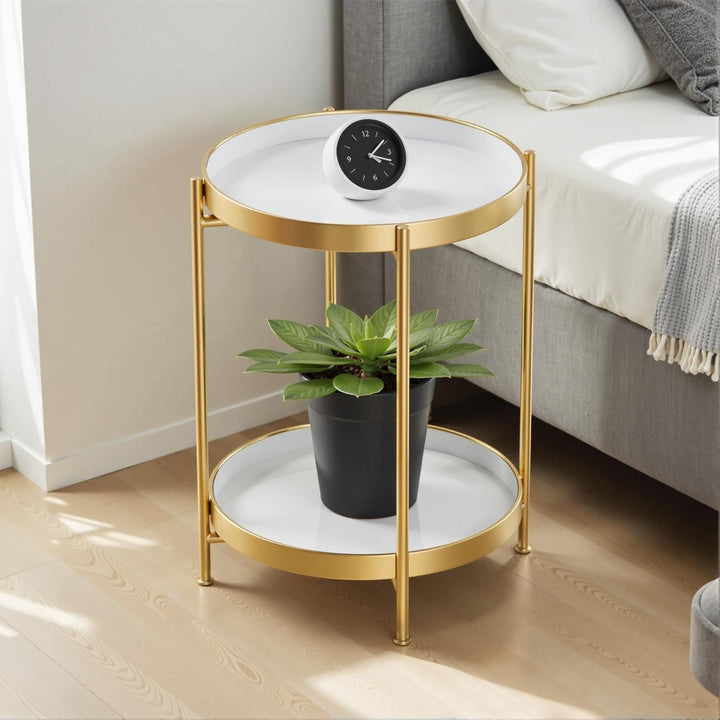 Yumyolk Beistelltische, Side Table, Kleiner Beistelltisch Rund Metall, 40 x 40 cm Small Coffee Table