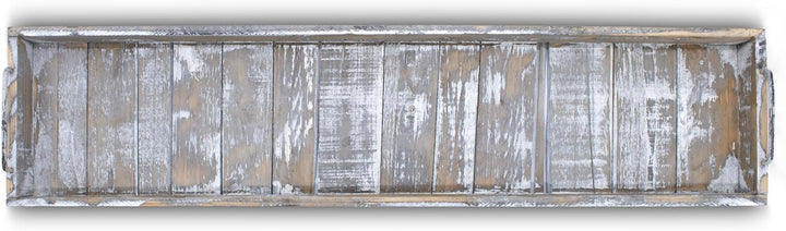 Holz Deko Tablett XXL Used Look mit Griffen aus Metall - 90 x 20 cm - Servier und Kerzen Brett recht