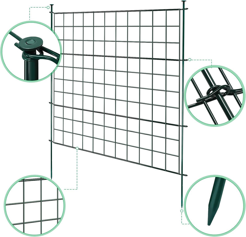 Randaco Teichzaun Gartenzaun 5tlg Set, Gartenzäune Dekorative mit 11 Zaunelemente-5 Zaunelemente und