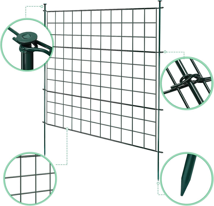 Herrselsam Teichzaun, 10tlg Set Gartenzaun Metall mit 22 Zaunelemente-10 Zaunelemente und 12 Befesti