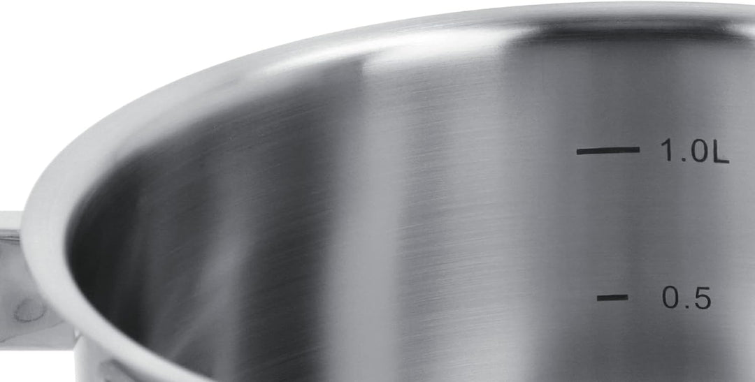 Meisterkoch Topf- & Pfannenset 6-teilig Induktion Edelstahl unbeschichtet | 5 Töpfe mit Glasdeckel u
