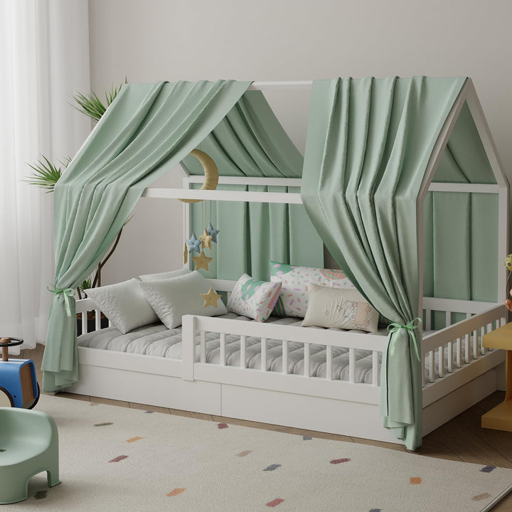 Hausbett Himmel in 5 Farben, 2er-Set Betthimmel Hausbett aus weichem Baumwollstoff – Stoffhimmel für