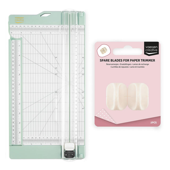 Vaessen Creative Papierschneider mit Falzbrett - Mintgrün - 15,2 x 30,5 cm - 2-in-1 Schneidemaschine