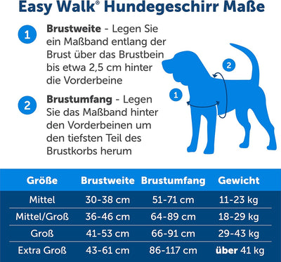 PetSafe Easy Walk-Geschirr, Anti-Zieh-Hundegeschirr, Verringert Würgen und Husten, Mit 1,8 M Leine,