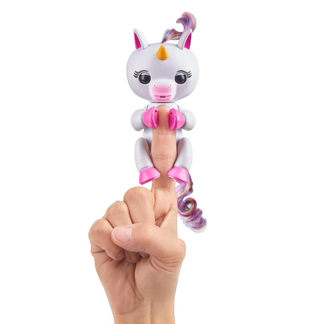 Fingerlings Einhorn weiss mit Regenbogenmähne, interaktives Spielzeug, reagiert auf Geräusche, Beweg