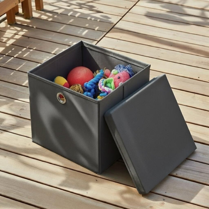 StickandShine 4er Set Dunkelgrau Faltbox 28 x 28 x 28 cm Aufbewahrungsbox faltbar mit Deckel, Dunkel