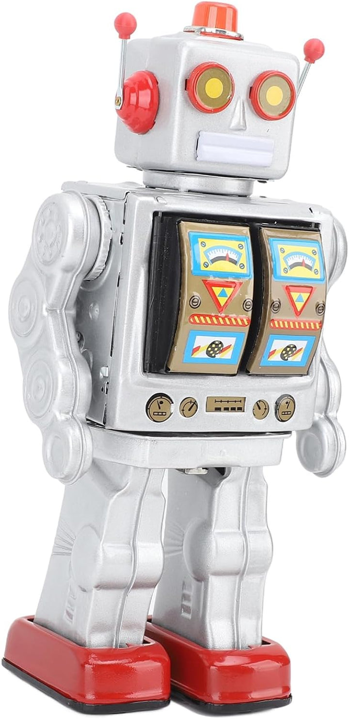 Metallzinn Roboter Spielzeug Retro Elektrische Rotierende Figuren Modell Erwachsene Kollektion (Silb