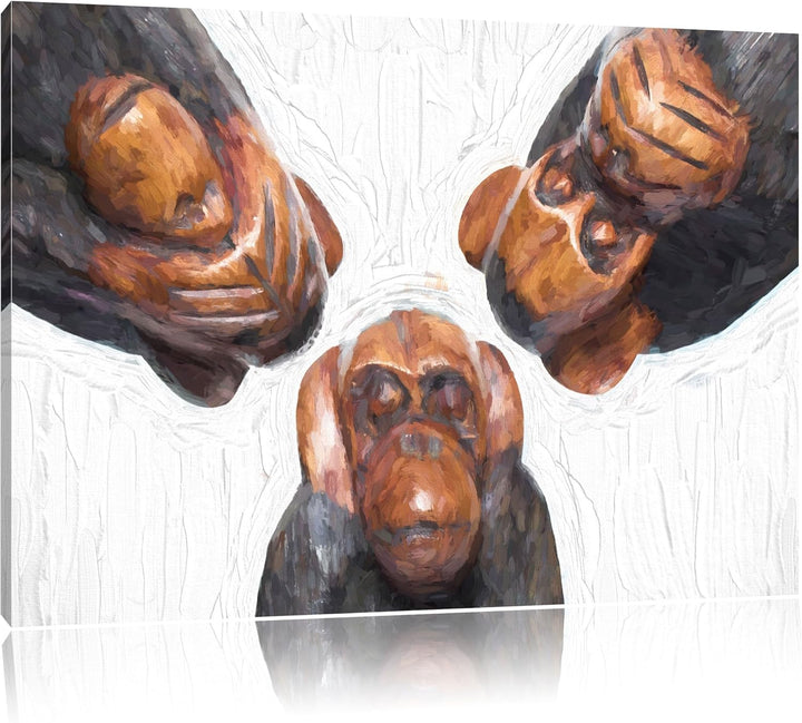 Pixxprint Nichts hören/sehen/Sagen als Leinwandbild/Grösse: 100x70 / Wandbild/Kunstdruck/fertig besp