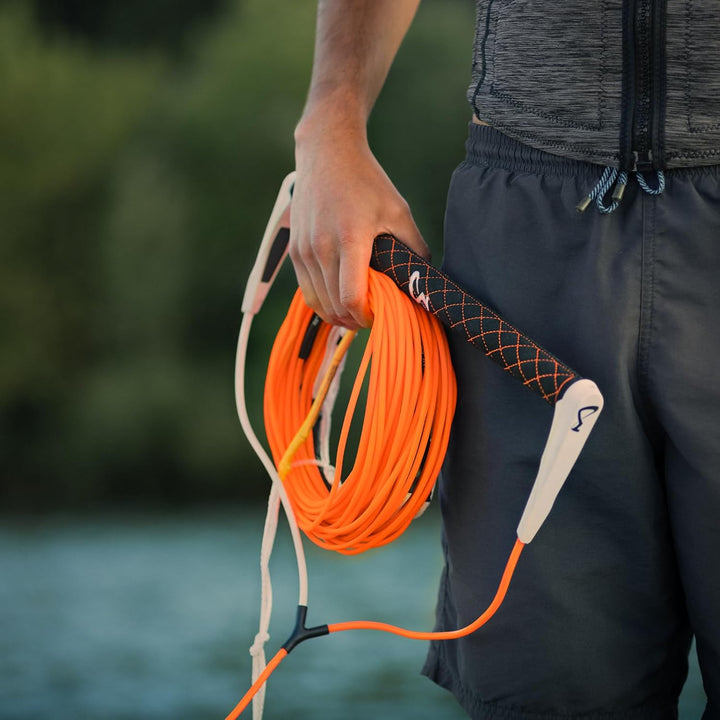 Mesle Wakeboard Leine Ten 80', Silikon-Seil ohne Stretch, 7 Sections schwimmend orange, orange