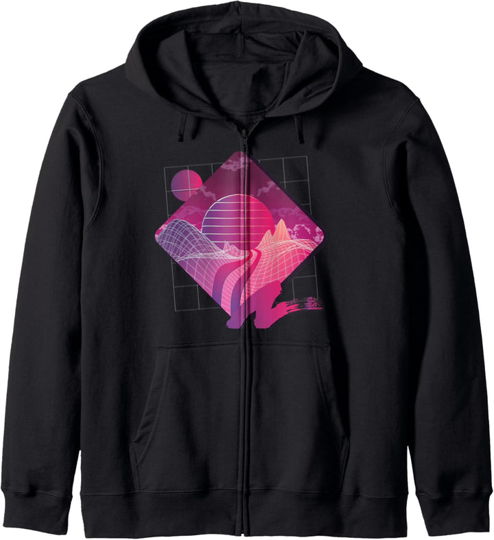 Retrowave Landschaft Kapuzenjacke