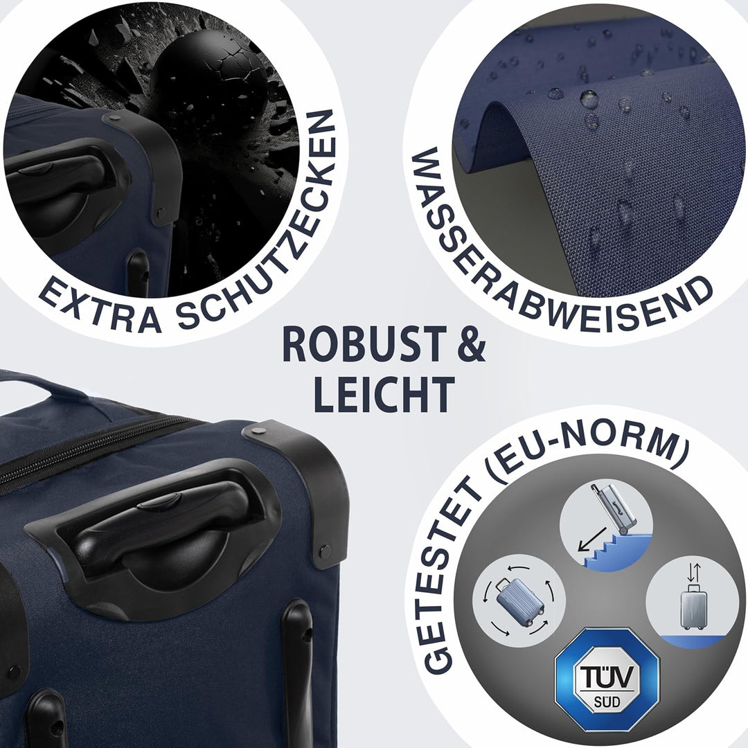 Grosse Reisetasche mit 2 Rollen Kane Rollkoffer 80 cm Koffer Sporttasche Reise-Trolley, recyceltes M