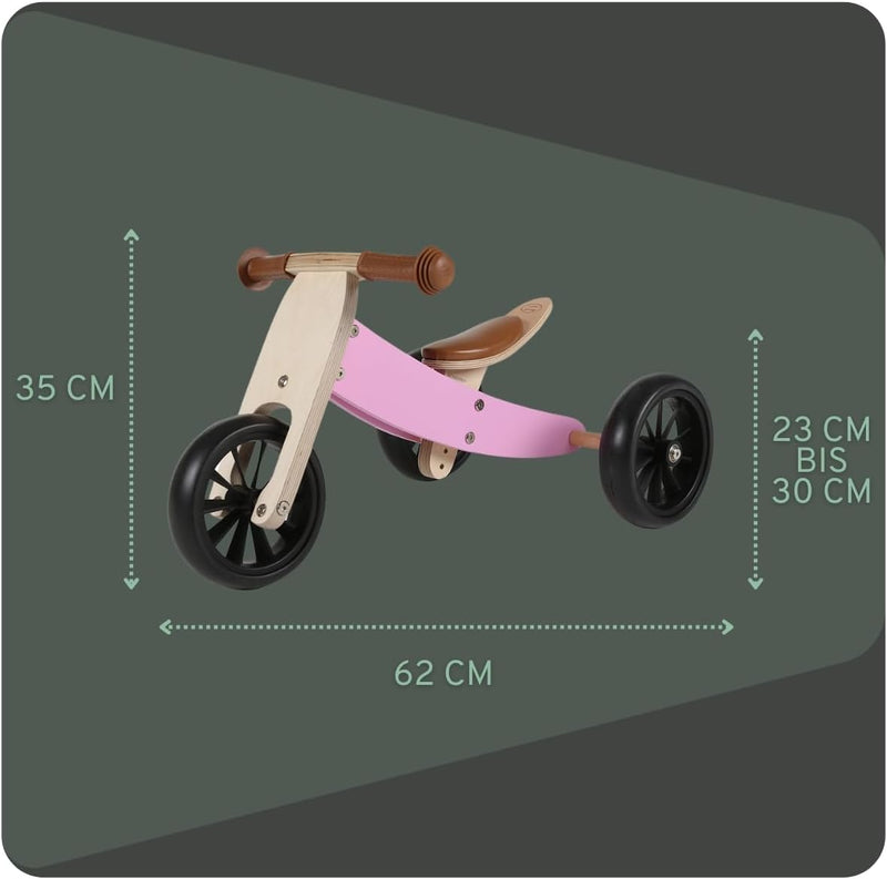 Bandits & Angels Lauflernrad/Laufrad aus Holz 4-in-1 Smartbike ab 1 Jahre (Retro Rosa), Retro Rosa