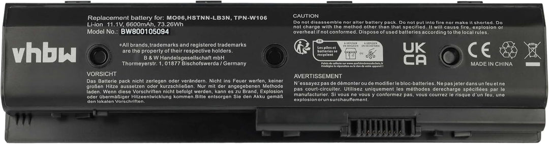 vhbw Akku 6600mAh Notebook Laptop HP Pavilion Envy dv7 dv4 dv6 m6 Ersatz für 671567-421 671567-831 6