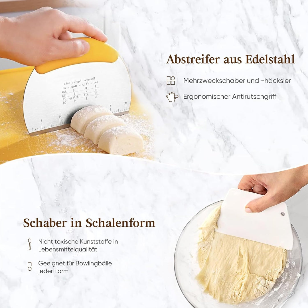 Kixiyou 10-teilig Gärkorb Brot Set, 23 cm Gärkorb rund und Komplettset Backzubehör, Gärkörbchen für