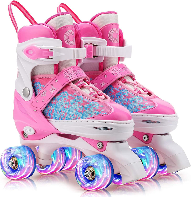 Gonex Verstellbar Rollschuhe, Leuchtenden Rädern Roller Skates für Mädchen Jungen Kinder Erwachsene