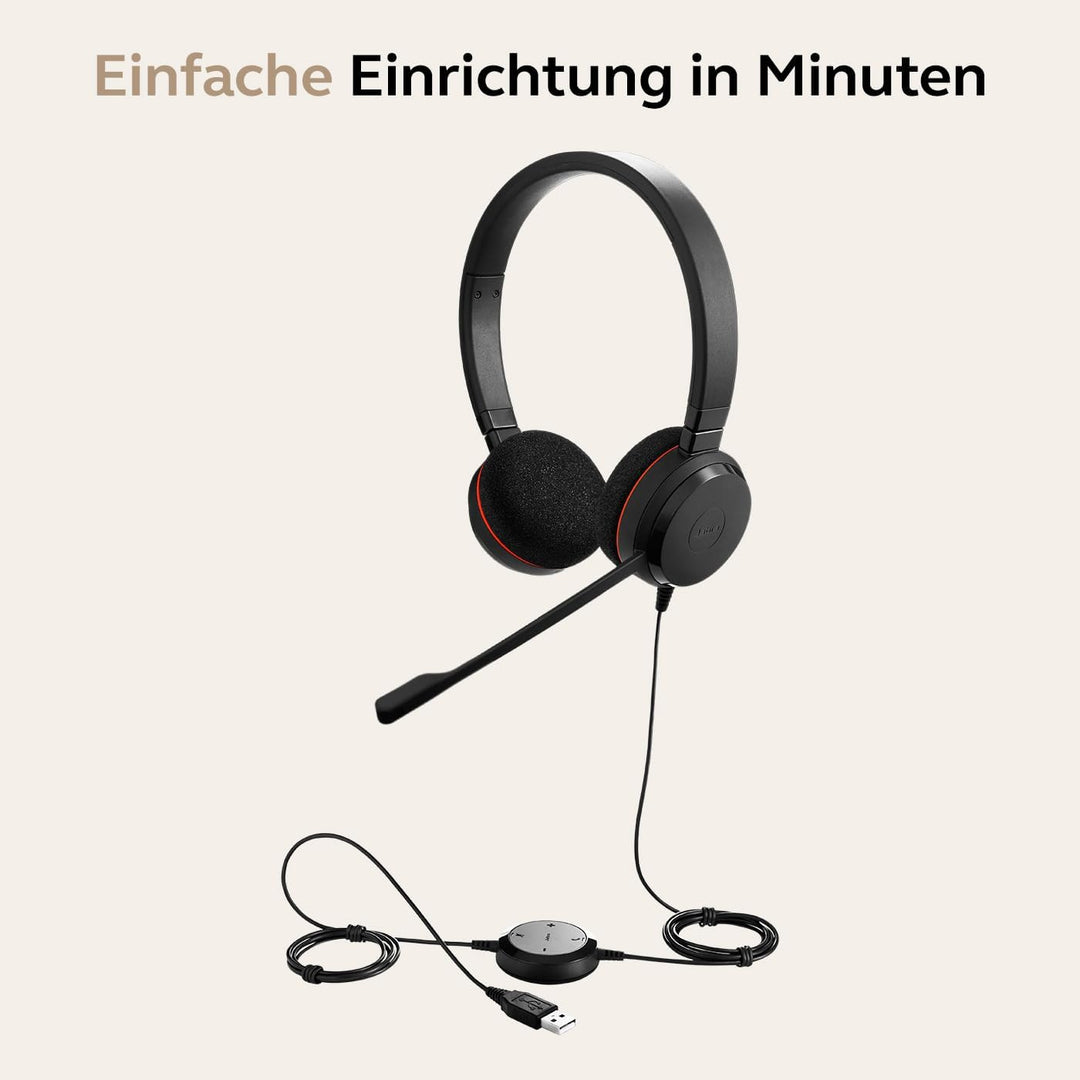 Jabra Evolve 20 UC Stereo Headset – Unified Communications Headphones for VoIP Softphone with Passiv