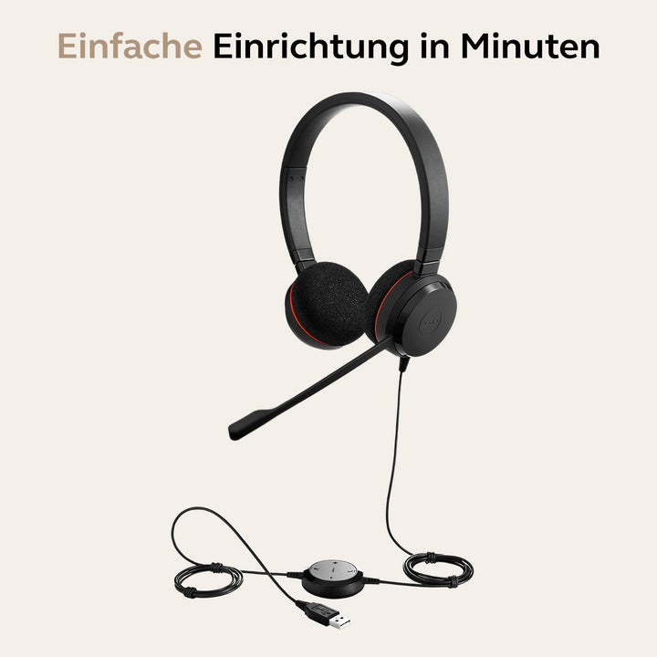 Jabra Evolve 20 UC Stereo Headset – Unified Communications Headphones for VoIP Softphone with Passiv