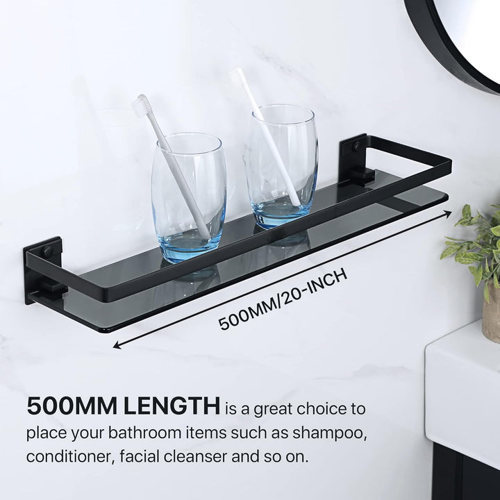 SAYAYO Duschablage Duschregal Schwarz Edelstahl Glasregal Badezimmer Regal Shower Shelf Shampoo Halt