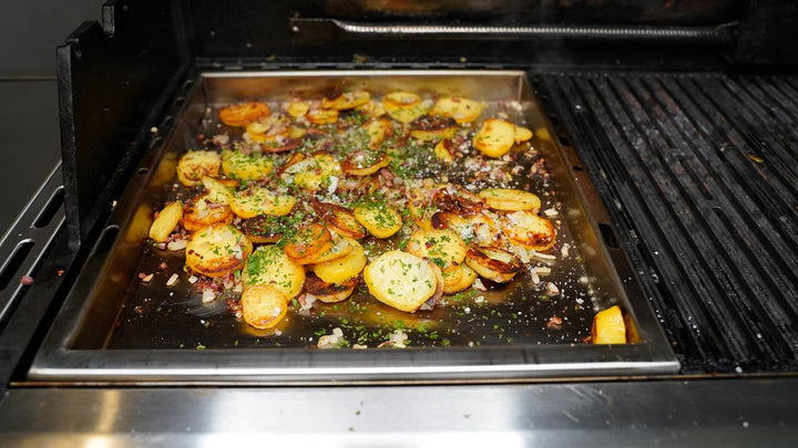 SANTOS einsetzbare Grillpfanne/Einsatzpfanne - Edelstahl Plancha - 38,8x48,6x4cm - E-Serie - Paella,