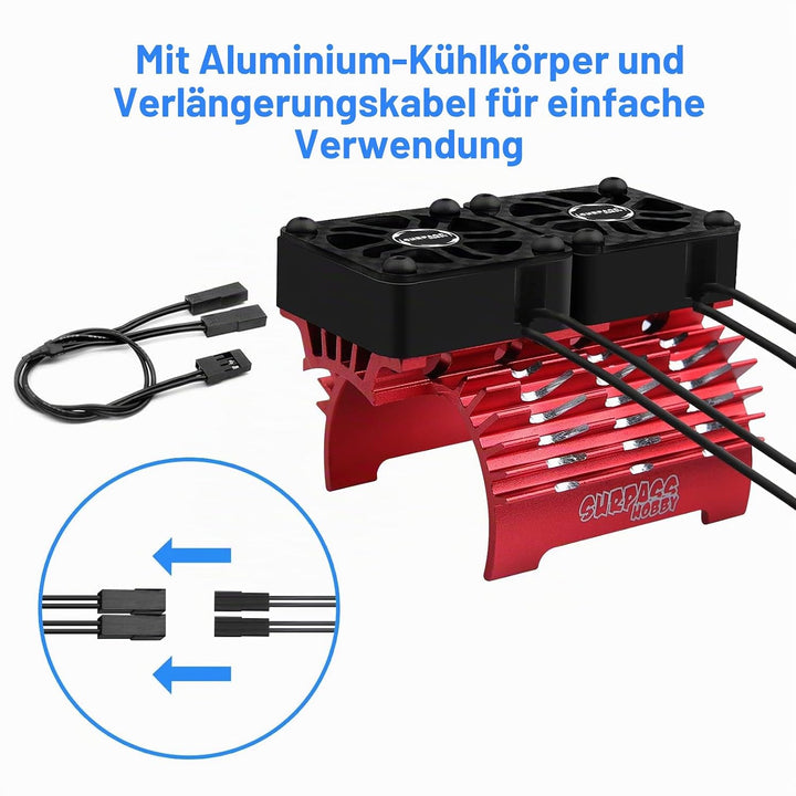 2PCS 30mm RC Motor Fan Lüfter mit Metallkühlkörper für 4068 4274 Kühlkörper für bürstenlosen Motor R