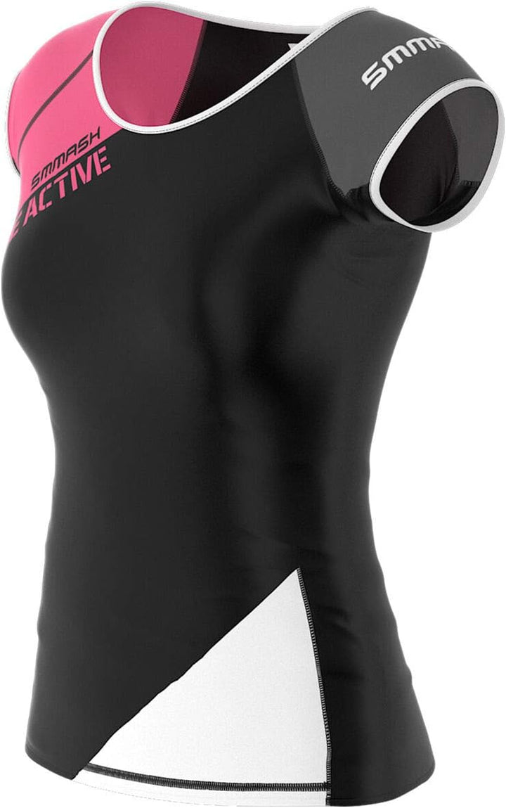 SMMASH Funktionsshirt Damen Kompressionsshirt Sportshirt Kurzarm Atmungsaktiv Second Skin Technologi