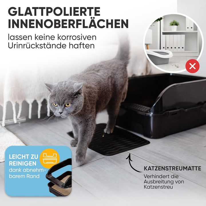 CROPLAS Katzenklo offen gross ohne Deckel,Katzenklo hoher Rand mit Streumatte & Schaufel, grosse Kat