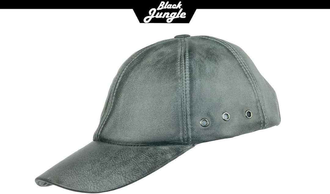 Black Jungle Grafton Lederkappe Biker Kappe Freizeitkappe Baseballkappe Einheitsgrösse Anthrazit, Ei