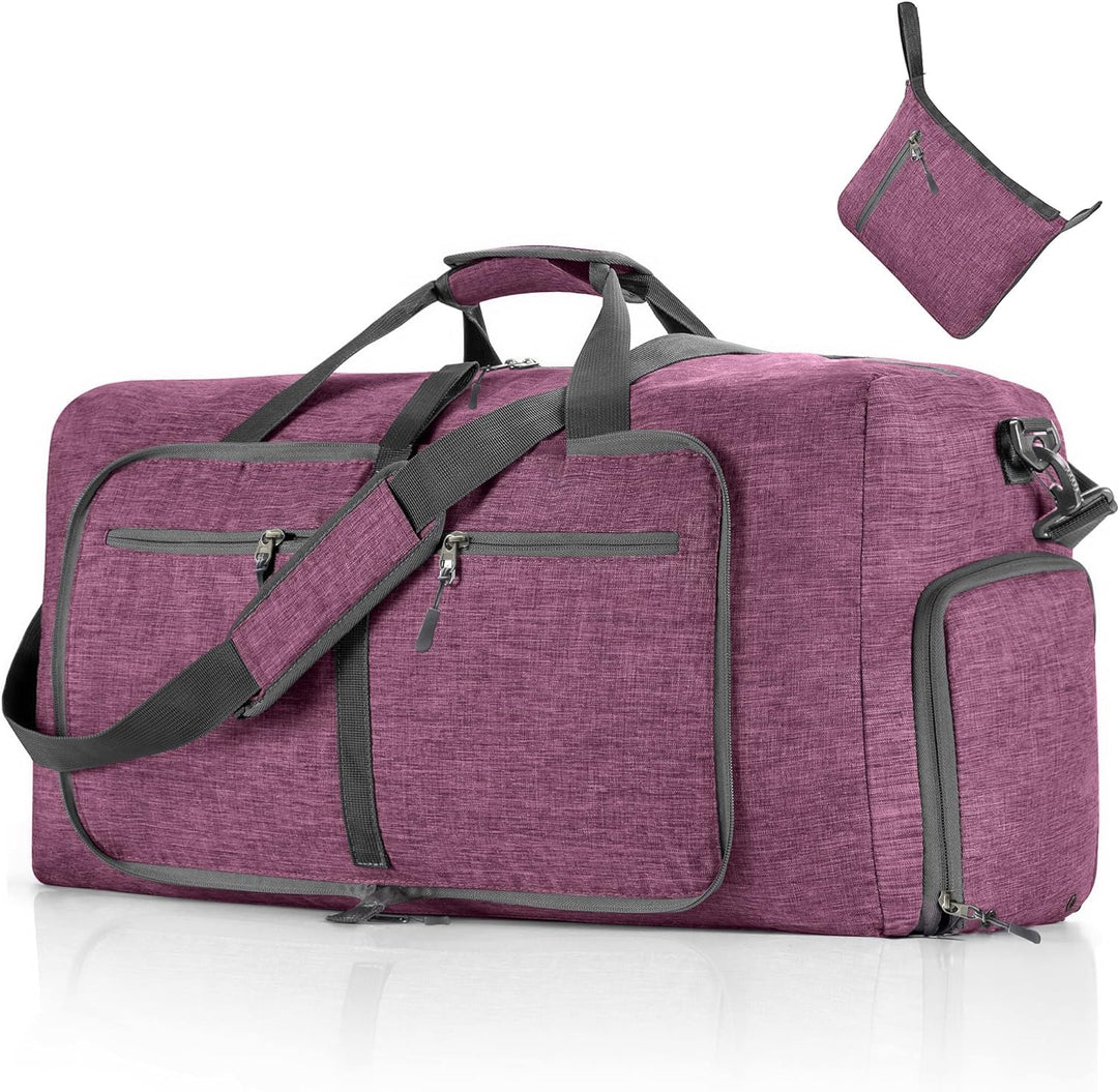 Vomgomfom 115L Reisetasche mit Schuhfach, Grosse Falttasche für Camping, Reisen, Fitness, Lila H Lil