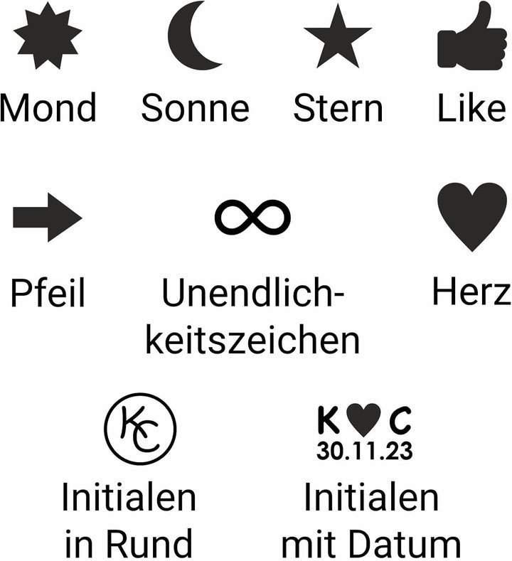 Brandstempel mini verschiedene Motive - Motiv deine gewünschten Initialen in Rund ca. 15 x 15 mm ink