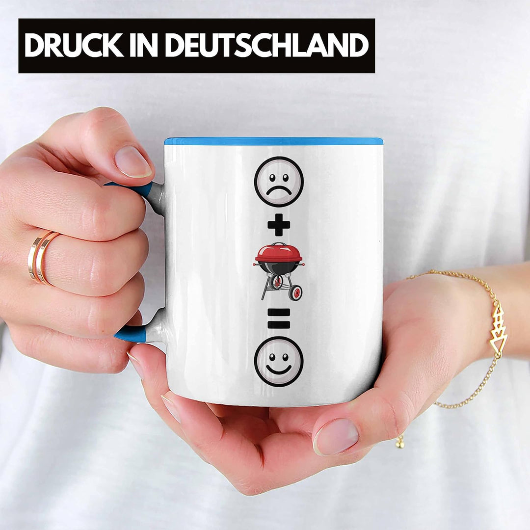 Trendation - Grillen Tasse Geschenk für Männer Grillmeister Fleisch Lustige Geschenkidee :(+ Grillen