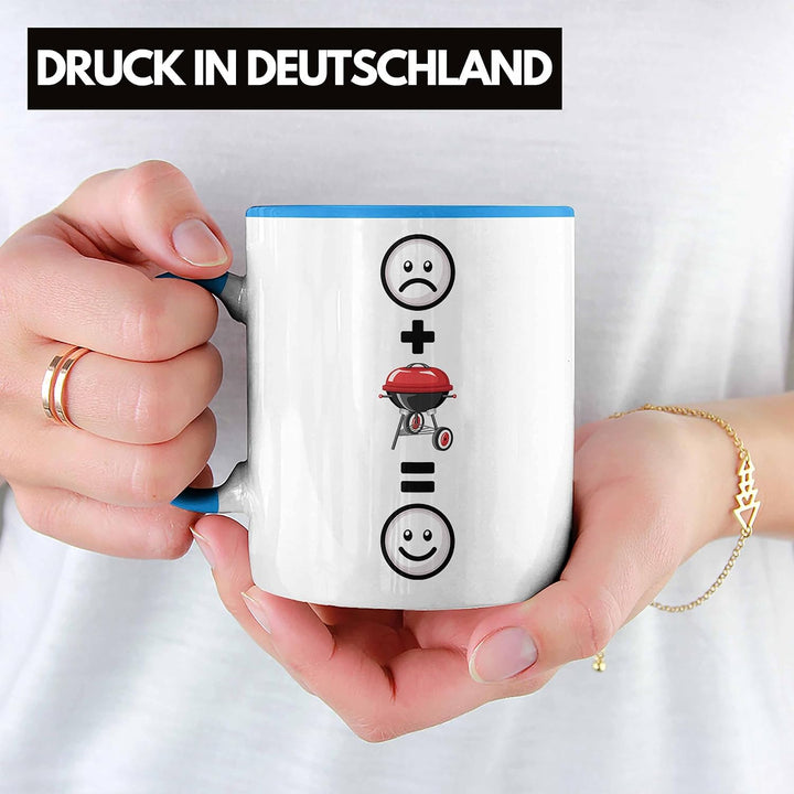 Trendation - Grillen Tasse Geschenk für Männer Grillmeister Fleisch Lustige Geschenkidee :(+ Grillen