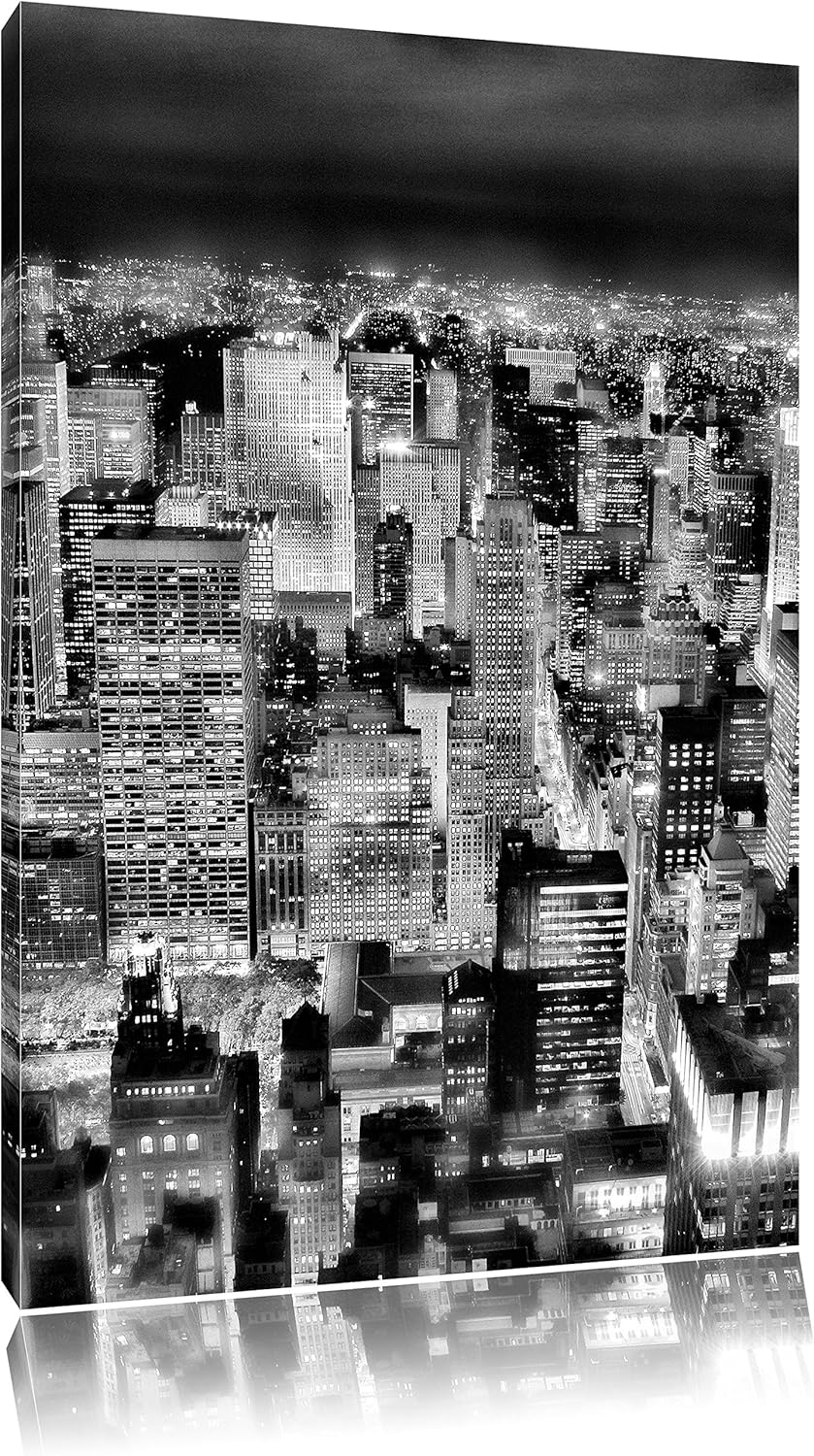 Pixxprint Nightlife Big City als Leinwandbild | Grösse: 100x70 cm | Wandbild | Kunstdruck | fertig b