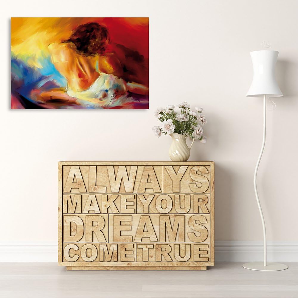 Feeby, Leinwandbild, Bilder, Wand Bild, Wandbilder, Kunstdruck 80x120cm, Frau, LOCKIGES Haar, AKT, R