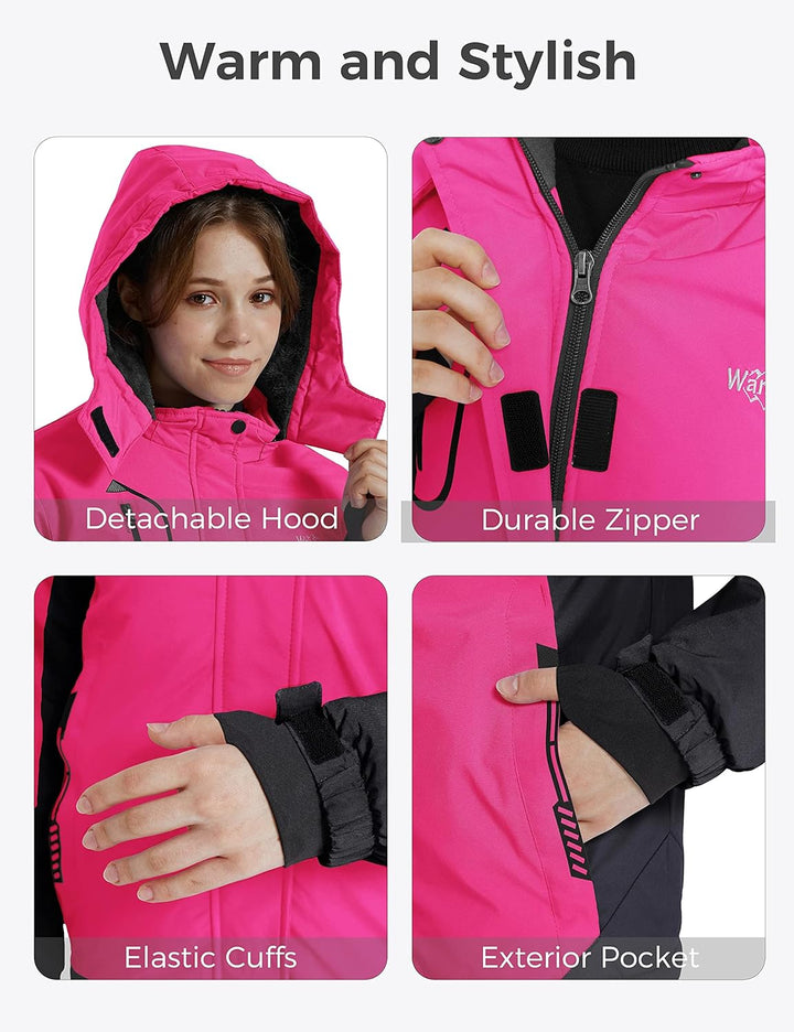 Wantdo Mädchen Berg Ski Jacke Warmer Winter Fleece Mäntel Wasserdichter Atmungsaktive RegenMäntel Ou