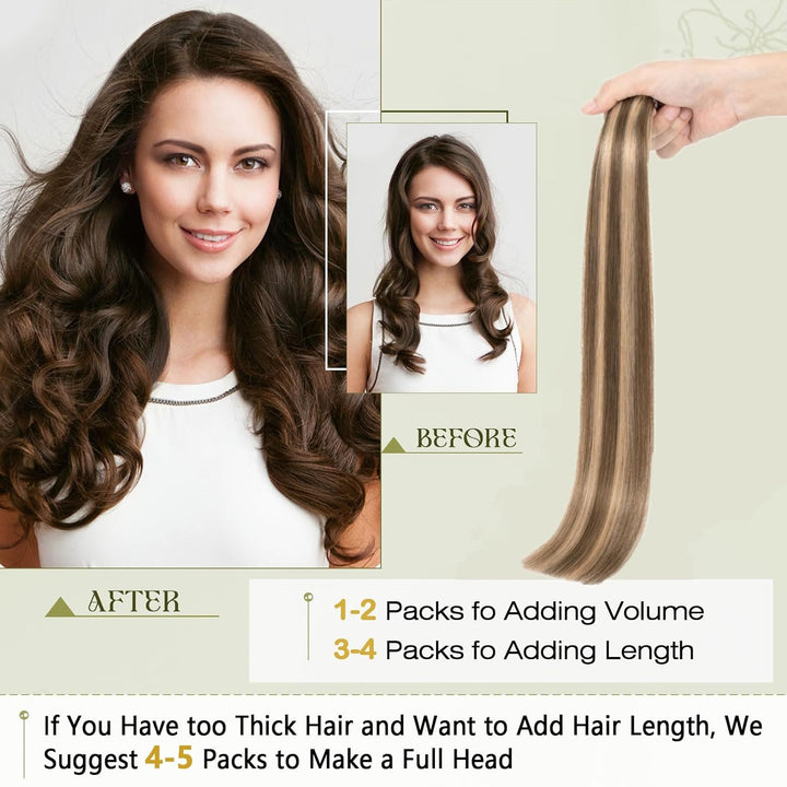 Benehair Tape in Extensions Echthaar, 45CM Tape in Haarverlängerungen, Invisible Echt Haar Extension