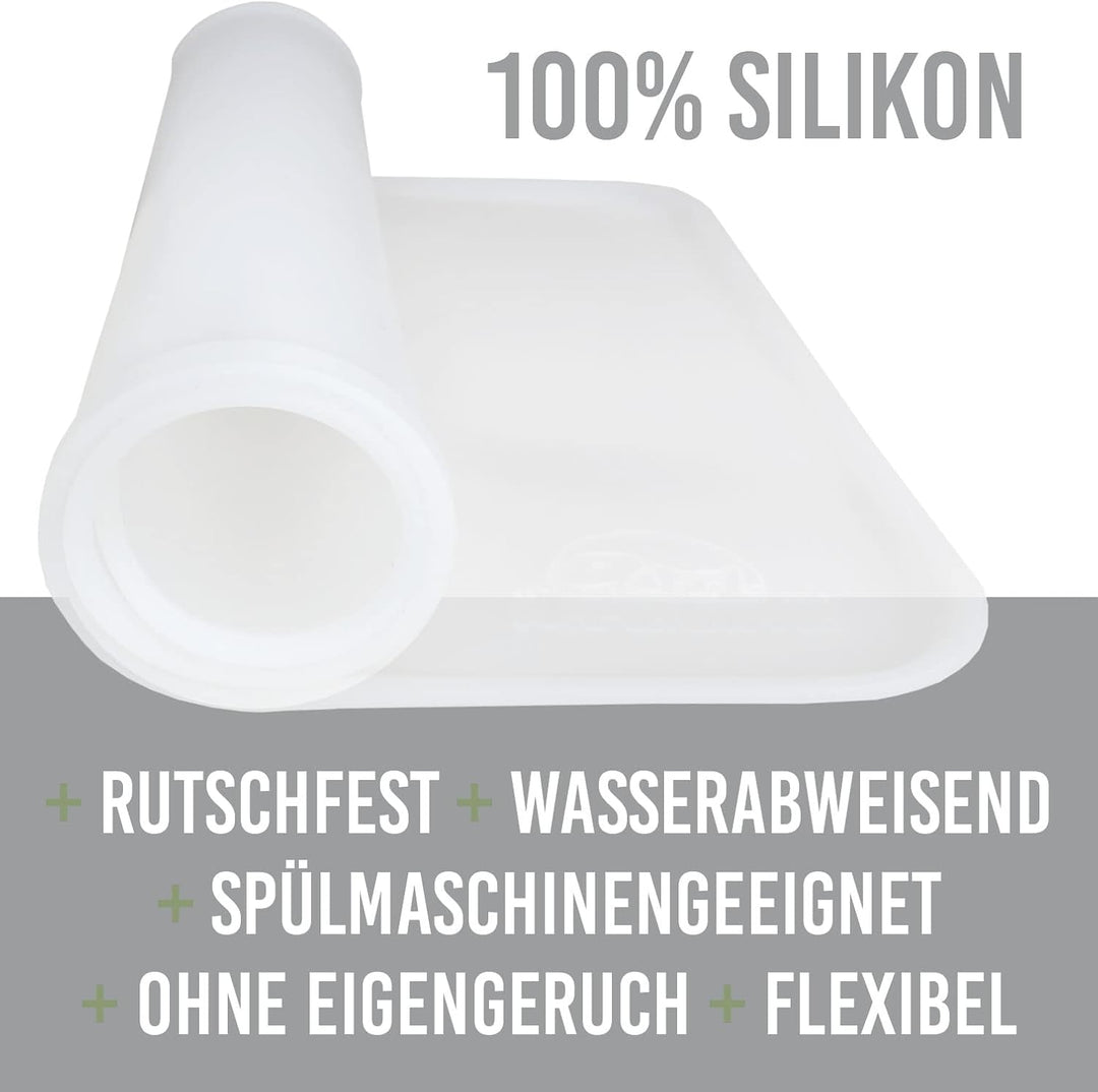 KaraLuna© Basic Silikon Unterlage 60x40 cm, transparent I rutschfest Napfunterlage für Hundenapf Kat