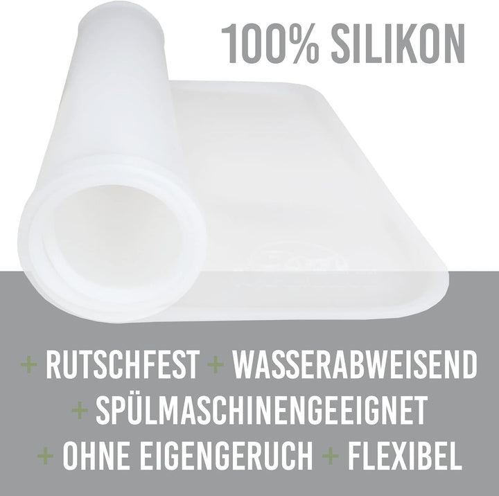 KaraLuna© Basic Silikon Unterlage 60x40 cm, transparent I rutschfest Napfunterlage für Hundenapf Kat
