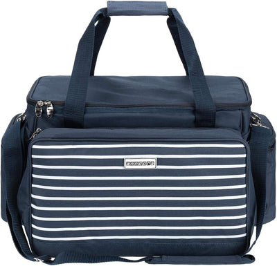 anndora XXL Picknicktasche 6 Personen blau weiss - Vollausstattung 57 Teile Navy Blau Weiss, Navy Bl