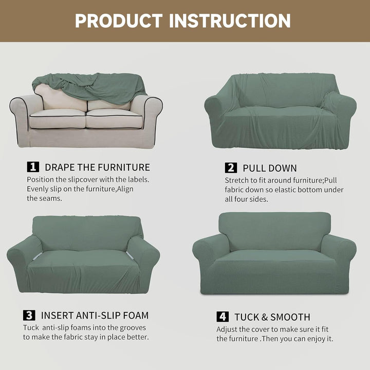 Ystyle Sofa überzug 4 Sitzer Mit Armlehne, Stretch Sofabezug rutschfest, Modern Sofa Cover Für Hunde