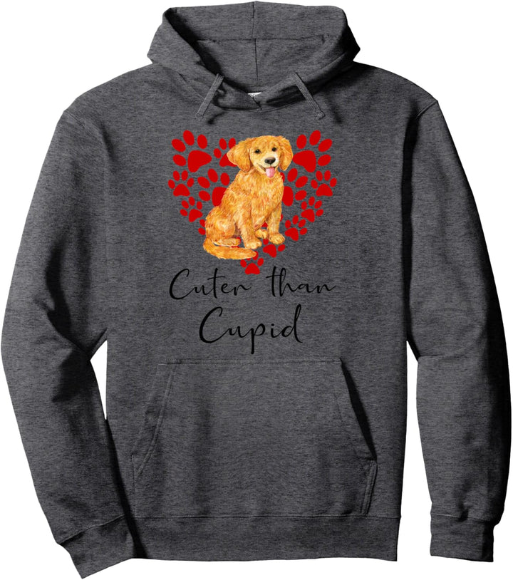 GOLDEN RETRIEVER Cuter Than Cupid GOLDIE Hunde Valentinstag Pullover Hoodie