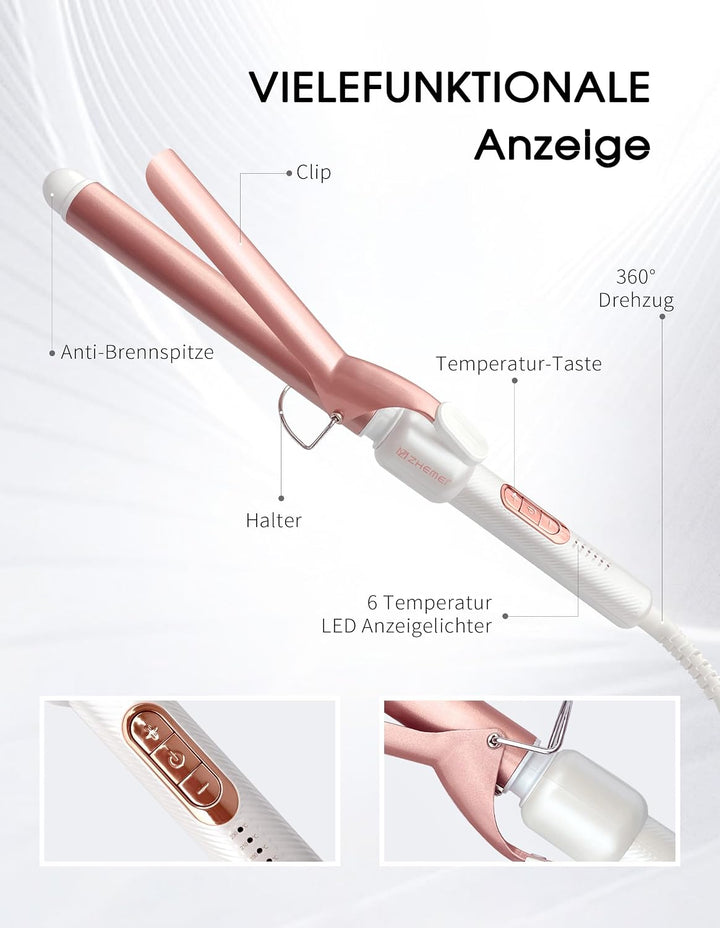Lockenstab 1 Zoll, Reise-Lockenstab, Rosegold | Dual Voltage – Curling Iron &amp; Lockenstab für kurze H
